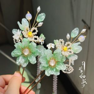 Hannu Stylish Pearlescent Tassel Hairpin Color Retentive National Tradition Fairy Tale Headwear Accessory Original Design