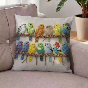 VIKAMA Handmade Multicolored Bird Cushion Cover for Home Living Room Sofa Pillow Case Decorative Pillow Cover