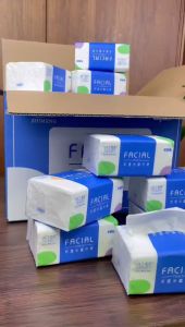 Zhimeng 4 Ply Facial Tissue Soft Pack Tisu Poket Natural Wood Pulp Tissue Soft Facial Tissue Paper Four layer Thick Wood Pulp (1 pack= 280 sheets)