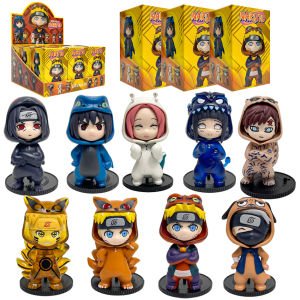 Bandai | Hot Naruto Itachi Sasuke Kakashi Gaara Series 9PSC set Blind Box Trendy PVC Toy Figure Pendant Collection Birthday Present