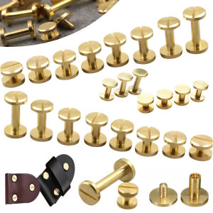 Solids Brass Chicago Screws Nail Post 10-30pc Round Head Binding Rivets for Leather Craft Wallet Bag Belt Strap Bookbinding