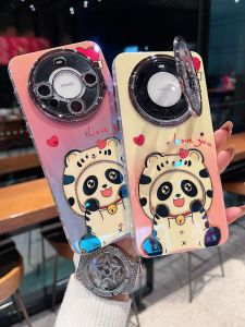 Fashionable Gradient Panda Full Cover Lens Film Flip Stand Phone Case for Huawei Mate70 Series  Popular Female Model Protective Cover