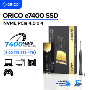 ORICO e7400 PCIe4.0 M.2 NVMe SSD PS5 7400MB/S Internal Solid State Drive Gen4 for High End Computing Gamer Heavy Duty Works