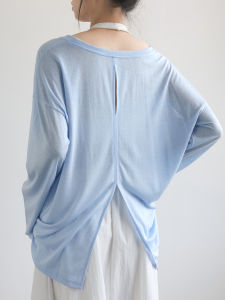 MOCHU | Airy See-through Laced-back Split Hem Slimming T-Shirt