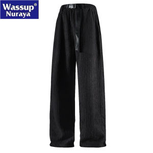 Wassup Nuraya Casual Loose Straight Leg Mens Summer Pants Fashionable Wide Leg Trousers Comfortable Breathable Long Trousers