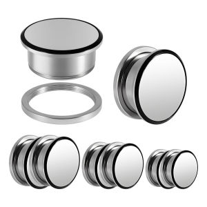1PC Stainless steel Double Color Screw Ear Tunnel Plugs Simple Ear Gauges Expander Punk Body Piercing Body Jewelry 8MM-25MM