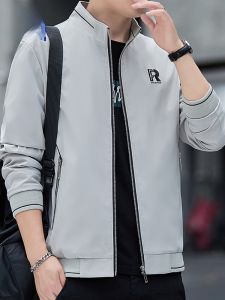 ROMON | Áo khoác nam cổ đứng Lomun mùa xuân thu phong cách mới rộng rãi ngắn chống gió quần áo công sở áo khoác ngoài thời trang