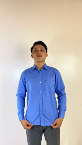 Kemeja Polos Pria Lengan Panjang Warna Biru Denim