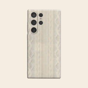 cream cable knit texture Luxury Fashion Full Lens Protective Case for Samsung Galaxy S26 S25 S24 A56 A36 Plus Ultra