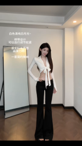 Áo thun dài tay cổ polo phong cách Hàn Quốc crop top chống nắng gợi cảm mùa thu