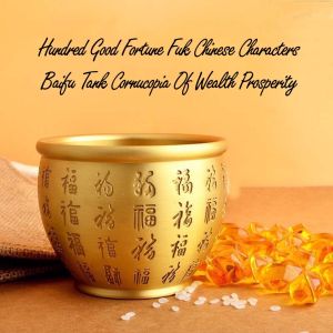 2026 Hundred Good Fortune Fuk Chinese Characters Brass Lucky Feng Shui Baifu Tank Cornucopia Of Wealth Prosperity