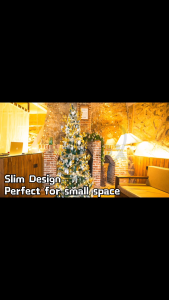 Nuvox 8FT Artificial Pencil Christmas Tree Snow Flocked Trees with Pine Cone Decoration Pointed Snow Christmas Pencil Tree Christmas Decoration For Home