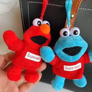 SHgeZm Sesame Street Elmo Cookie Demon Plush Toys Dolls Kids Gift Keychain Pendant