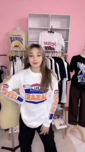 Sazaki ผ้าคอตตอนเเขนยาว สีขาว กลิ่นปริมาณ 180 มม ส่งตรงจากไทย เสื้อแขนยาวแนวสตรี ธรรมดา