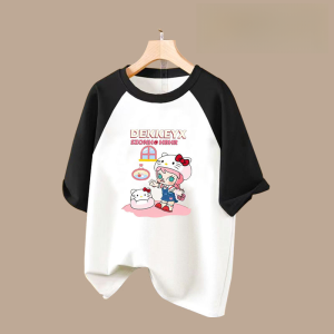 ชุดฤดูร้อนสำหรับสาวน้อยเสื้อผ้านักเรียนต้นอายุ13ปี14เสื้อยืดทรงหลวมสไตล์เพรพพี้15กางเกงขากว้างชุดสองชิ้น