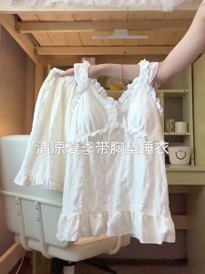 READY STOCK) Princess style knee-length fairy nightgown coat female summer pajamas white summer student sweet home clothes set soft and comfortable