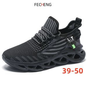 FECHENG Men Sneakers Plus Big Size 46 47 48 49 50 Lightweight Breathable Mesh Casual Shoes White Sports Running Trainers Men Shoes