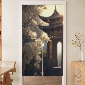 VIKAMA Phong Cảnh Chùa Cổ Phương Đông Noren Rèm Trang Trí Cửa Nhật Bản Phong Cách Hiện Đại Thẩm Mỹ Nhà Bếp Vách Ngăn Nhà 1 Tấm