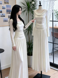 CHANGTONG | French Style Swing Neck Slimming Dress Spring