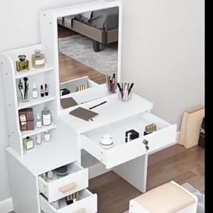 Makeup Desk Vanity and Chest Combined With Sliding Mirror Lock Furniture