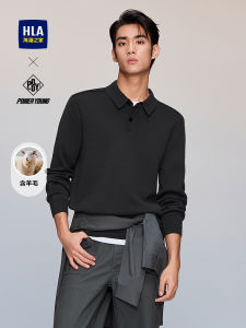 Power Young Long Sleeve Neutral Wool Knitted Sweater HLA Harlan Home Casual Style Autumn Flip Collar Mens Fashion Knitwear