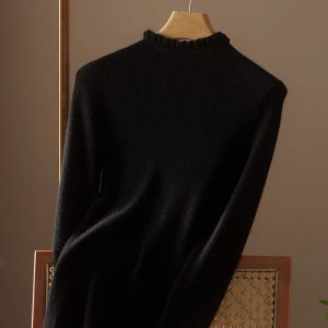 YAKUER | 100% Cashmere Autumn/Winter Sweater Semi-High Neck Slim Fit