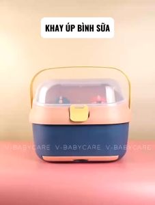 Khay Úp Bình Sữa Chén Bát Cho Bé Có Nắp Đậy An Toàn Và Quai Xách Tiện Lợi V-BABY MT1 & MT2