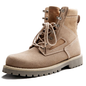 Maden Martin Boots Mens High Top Work Boots Leather Desert Boots Vintage War Boots Outdoor Casual round Toe Low Heel