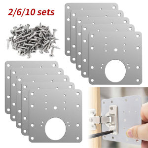 2/6/10pcs Fixing Plate with Screws Hinge Repair Board Cabinet Door Hinge Fixed Installation Replacement Parts Repair Plate Ki