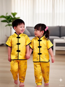 ชุดจีนเสื้อ กางเกง เด็กผู้ชายผู้หญิง