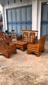 Set Kursi Tamu Jati Minimalis Motif Teratai - Furniture - Chairs