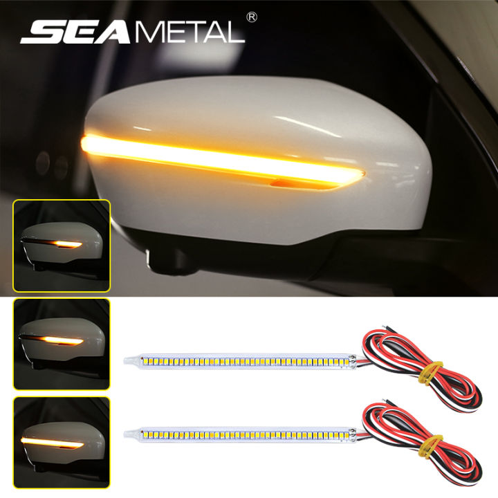 SEAMETAL Sequential Rear Mirror Turn Signal Light 12V Universal Dynamic ...