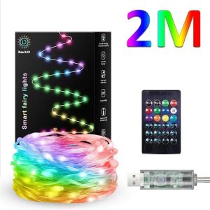 Smart LED Fairy Lights RGB Wire String Lights App Remote Control USB Powered Music Sync for Weddings Outdoor Parties Home Decor