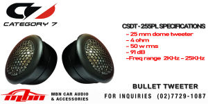 Professional Heavy Duty Dome Tweeter CSDT-25SPL PET Dome Tweeter Category 7 50Wrms 2pcs /set