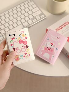 กระเป๋าสตางค์หนังอเนกประสงค์พับได้ 3 ครั้ง ลายการ์ตูน Kt Cat กระเป๋าใส่เหรียญ กระเป๋าใส่บัตร กระเป๋าสะพายไหล่แบบพกพาสำหรับผู้หญิง