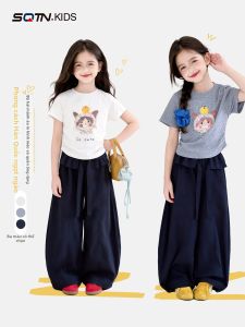 SQTN.KIDS | Girl Summer Set Short Sleeve T-Shirt Palazzo Pants