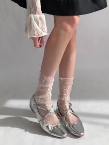 COZOK | 1/2 Pairs Women Socks Ultra Breathable Transparent Lolita Summer Stacked Socks Female Japanese Style Lace Fishnet JK Thin Sock