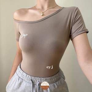 Rosita Ribbon One Side Shoulder Top Basic Fit Womenswear Blouse Cotton Spandex