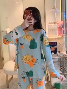 🔥Sale ลดราคา🔥 ชุดนอนผู้หญิง Set-07 เสื้อแขนยาว+กางเกงขายาว โพลีเอสเตอร์ ใส่สบาย ผ้านุ่ม ไม่บางมาก *ต้องสั่งเผื่อไซส์*