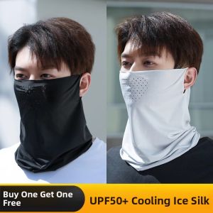 JIFANPAUL | Sun Protection Face Mask for Men and Women Thin Ice Silk Breathable Mesh Ear Loop Neck Cover