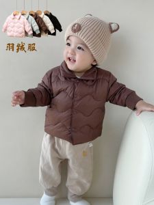 Winter Childrens down Jacket Duck down Warm Outerwear Fleece Lined Clothes Boys Collar Open Cardigan Casual Style Regular Fit