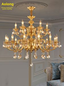 AODENG | Retro Copper Crystal Chandelier Luxurious Large Spaces