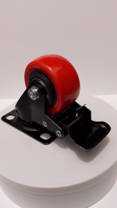 Roda 2 inch PU Heavy duty Hidup Rem/ Roda 2" Hidup merah double bearing beban 50 kg putar Rem