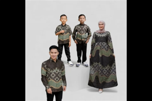 Batik Couple Keluarga Pasangan Ayah Ibu Anak Laki Perempuan Lengan Pendek Panjang Modern Kawung Sage