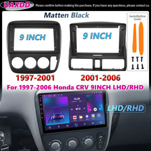 UAXDD 2 Din Car For 1997-2006 Honda CRV 9INCH LHD RHD MATT BLACK Android Frame Kit Panel Center Fascia Cable Video Adapter MP5