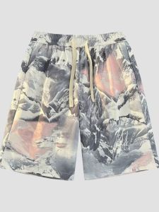Plus Size Shorts Men Summer Quick-Drying Ice Silk Thin Breathable Casual Seaside Wear Full Printed Beach Shorts Fashion