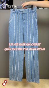 Quần jean nữ ống rộng phá cách CHERRY quần bò dáng suông phong cách chất vải denim cao cấp thiết kế độc lạ T062