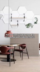 Indo - (1PCS) Kaca Cermin Segi Enam / Cermin Hexagonal / Cermin Dinding / Stiker Cermin