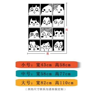 Miếng Dán Tường Hình Đầu Gái Hoạt Hình Sáng Tạo Trang Trí Phòng Ngủ Miếng Dán Tường PVC Chống Thấm Nước Phong Cách Hiện Đại Đơn Giản