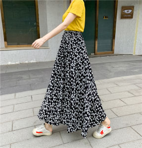 Váy Xếp Ly Ren Họa Tiết Hoa Cạp Cao Mùa Hè Mới Cho Nữ Váy Dài Chữ a Xếp Ly Rộng Rãi Khi Nhảy Múa Váy Midi Dài